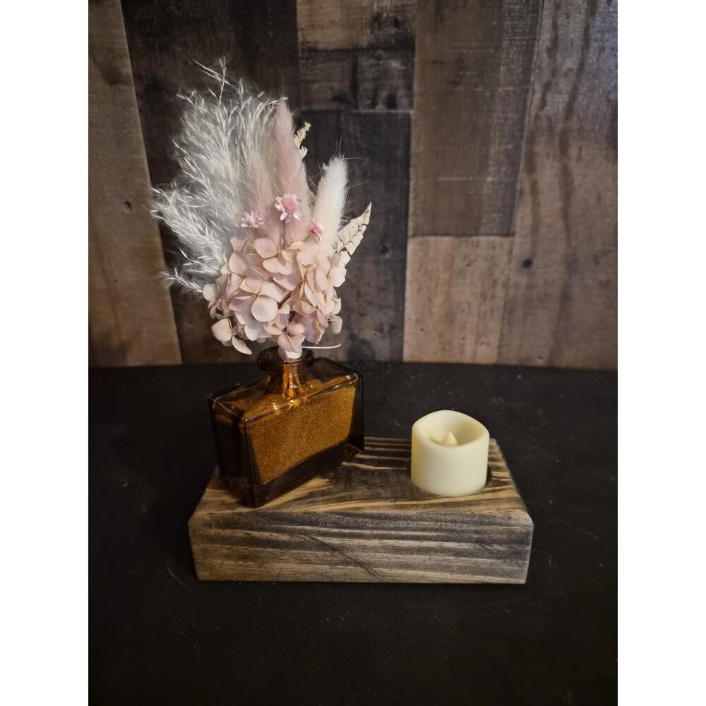 Handcrafted wooden tea light candle holder